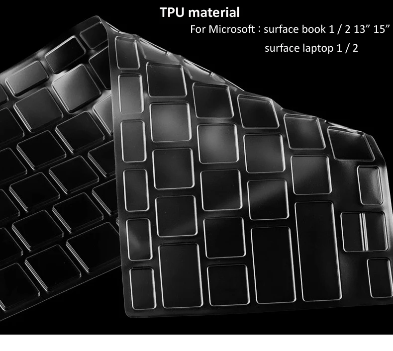 Прозрачный Laptop Keyboard Cover For Microsoft Surface Book 2 13 15 13.5 15.6 Inch Laptop 1/2 Notebook Protective Skin TPU Clear Film - Цвет: Прозрачный