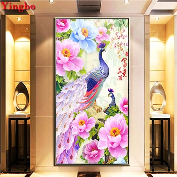 

Full Square Round 5D Diy Diamond Painting Peacock Peony Flowers 3D Cross-stitch Mosaic Rhinestones Embroidery christmas gift