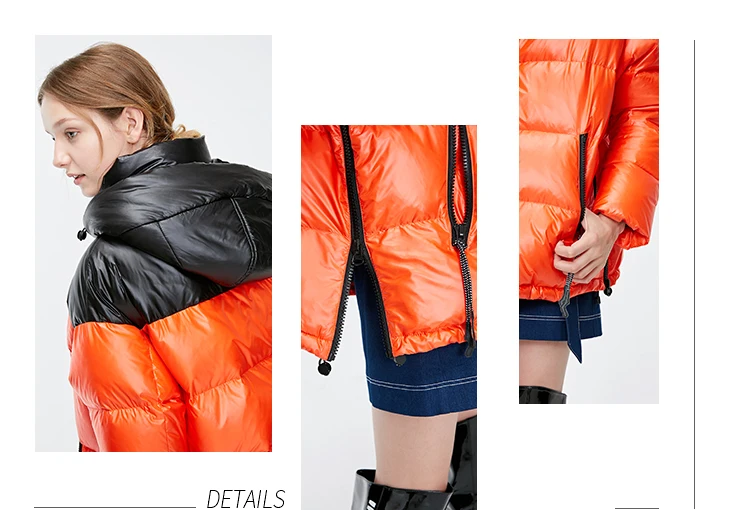 Vero Moda Женская Глянцевая контрастная куртка с капюшоном на белом утином пуху | 318423520