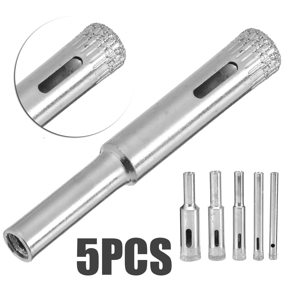 5pcs Diamond Coated Hole Saw Marble Cutter Drill Bits Tool Set For Tile Glass 5/6/8/10/12mm