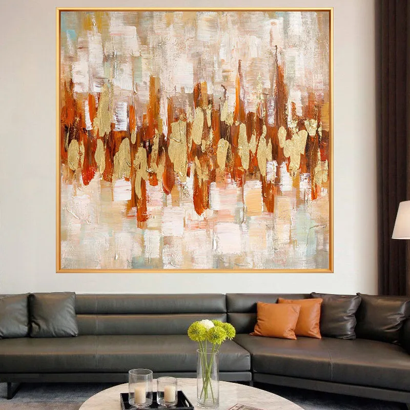 

Hand Modern Abstract Picture Style Wall Art Gold Reddish Brown Canvas Paintings Acrylic Paints For Home Wall Decor Oil Painting