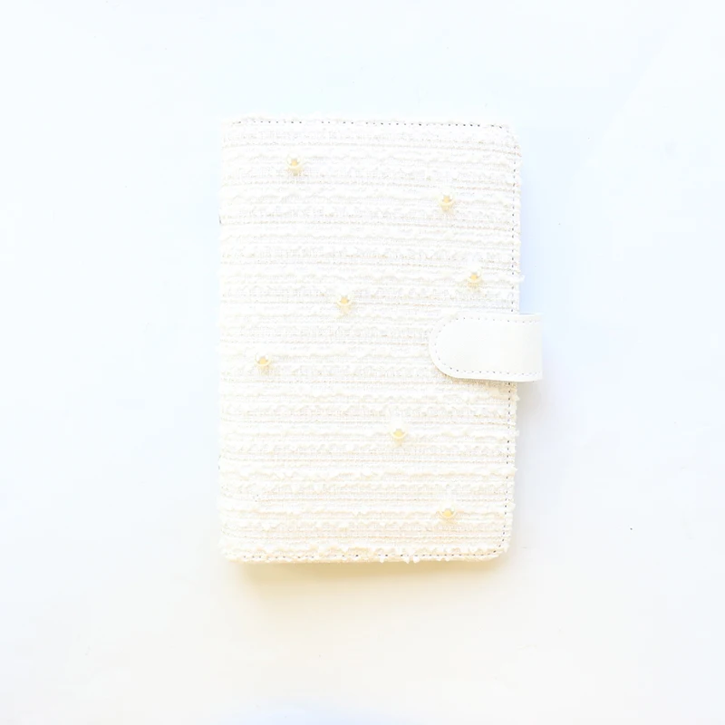Цвет: желтый Domikee creative Lace pearl cover cute office school 6 rings refillable binder agenda planner organizer notebook stationery A5A6 - Цвет: Цвет: желтый