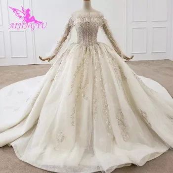 شراءAIJINGYU فساتين الولايات المتحدة الأمريكية تنورة لندن 2021 والحصول على الشحن المجاني فستان زفاف خمر فستان زفاف أبيض بسيط