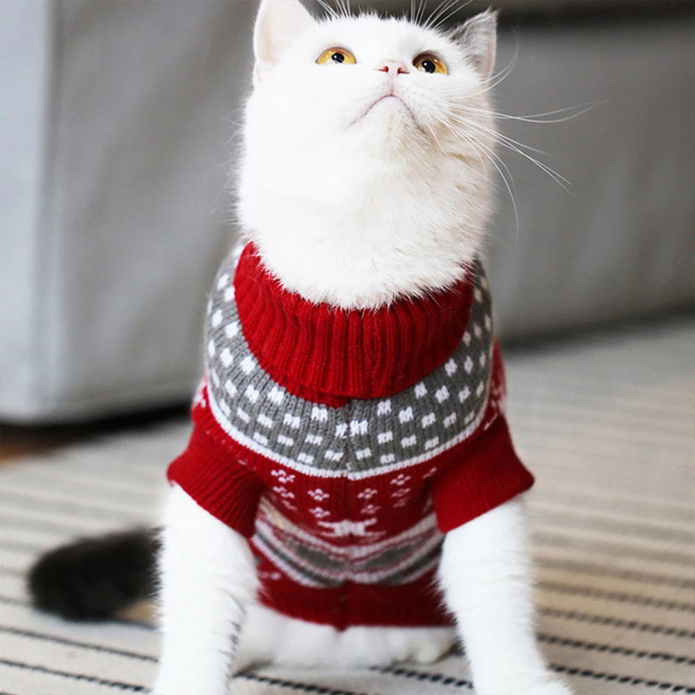 

Christmas Cat Dog Sweater Pullover Winter Clothes For Small For Cats Kedi Outfit Clothing Products For Pets Animals Costume Suit