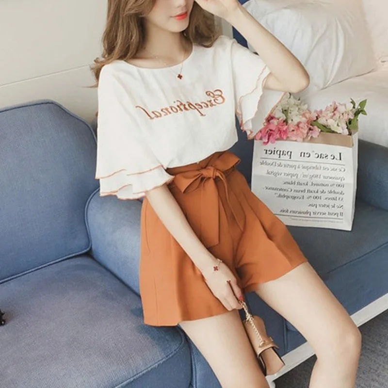 New Fashion Women's Sets Summer Women's Tracksuit Sexy Tracksuit Women Two Piece Set Embroidery Tops And Pants Suit Women Outfit - Color: 1