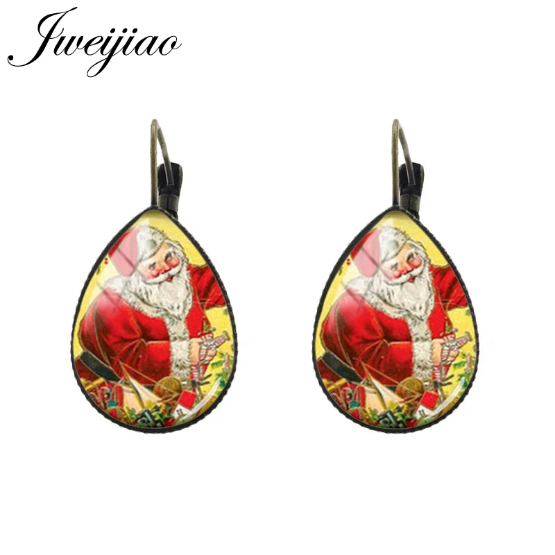 JWEIJIAO, серьги с Рождеством, сани и лося, рисунок, слеза, капля воды, ушные клипсы для женщин, мужчин, детей, ювелирное изделие, подарок С30 - Окраска металла: CM126