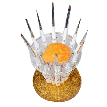 

Nail Brush Display Holder, Round Shaped 12 Holes Make-Up Brush Pen Stand Rack