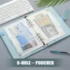 A5 A6 Clear Binder Pockets with Metal Zipper 6-Hole Punched Binder Pocket for 6-Ring Notebook Binder Pouch Organizer for Cashs ► Photo 3/6
