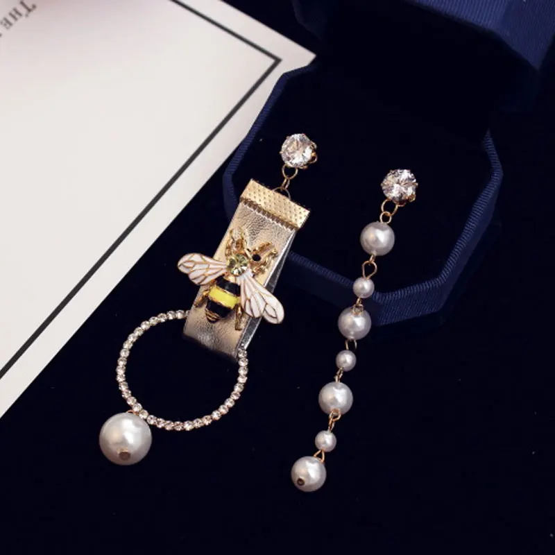 

Bee Pearls Long Luxury Brand Designer Pendientes Mujer Brincos Statement Earrings Jewlery For Women
