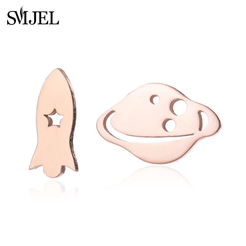 SMJEL японский изящный браслет для женщин Cosmos Planet дизайн выдолбленные браслеты со звездами Saillor Moon браслет с ключом аксессуары - Окраска металла: Rose Earring