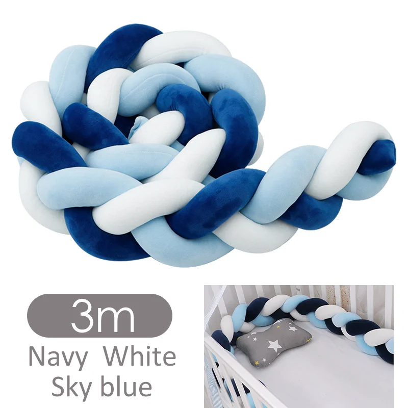 Fashionable 10-18 Plush Knot Baby Crib Bumper 1.5M/2M/3M Newborn Baby Bedding Set Children's Bed Nest Cot Protector Baby Stuff - Цвет: color 6