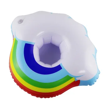 

Cute Rainbow Inflatable Shape Water Swimming Pool Drink Cup Stand Holder Float Toy Coasters Water Beverage Beer Bottle