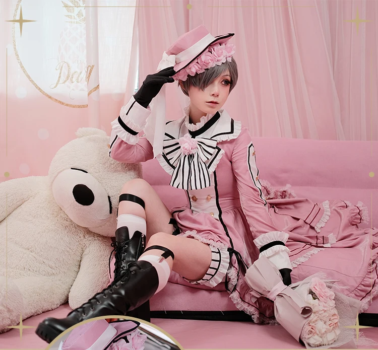 Аниме Черный дворецкий Ciel Phantomhive Косплей синяя птица платье Хэллоуин вечерние красные костюмы