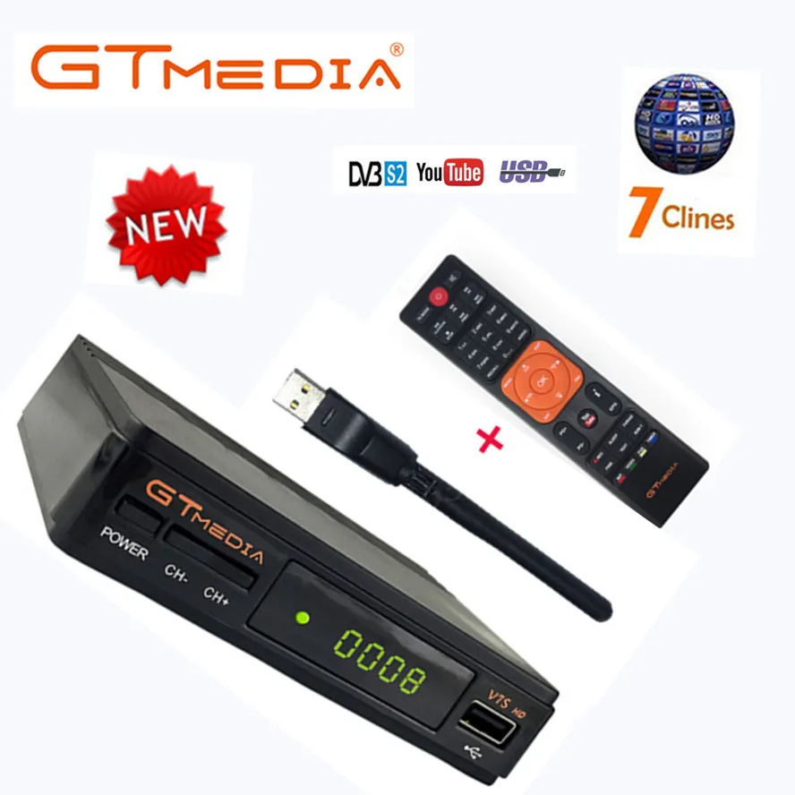 V7S 1080P цифровой рецептор DVB-S2 спутниковый ресивер ТВ-тюнер HD Box Cline декодер Biss VU PVR WiFi Youtube Freesat v7
