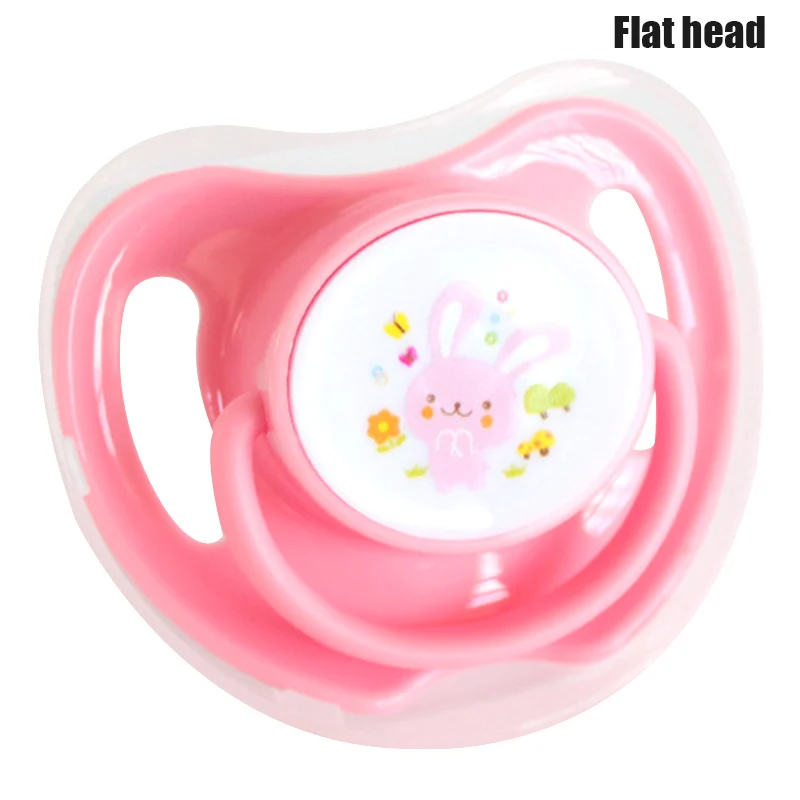 Flat head pink Новая детская силиконовая соска Соска-пустышка мягкая соска с крышкой удобный подарок - Цвет: Flat head pink
