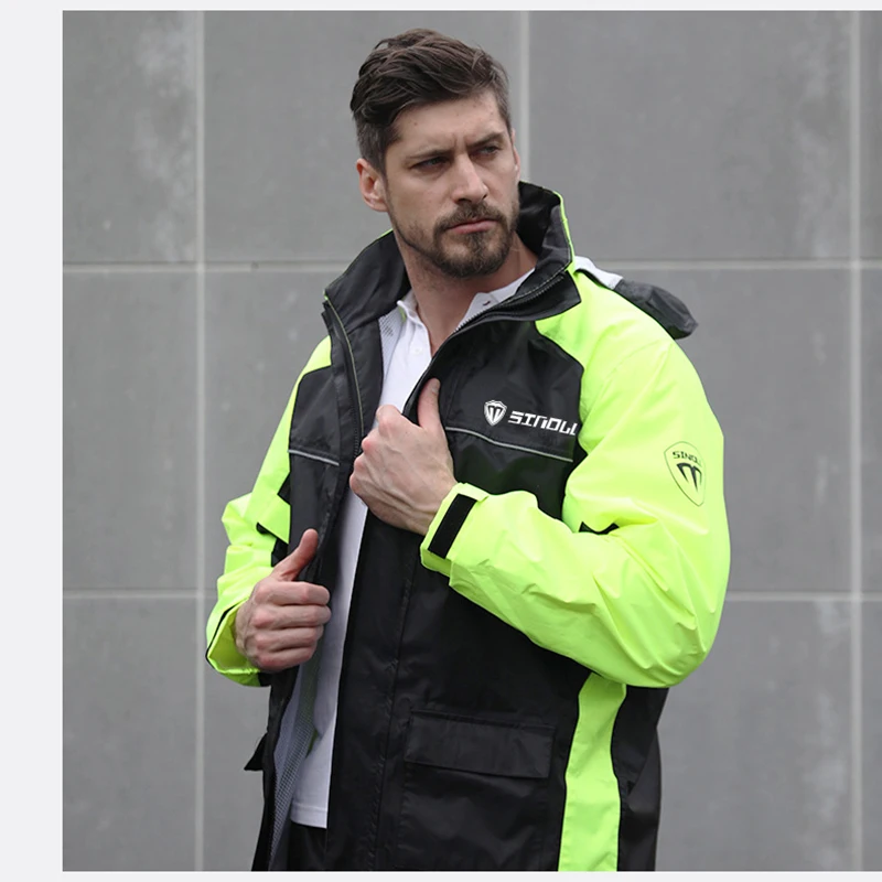 Motorcycle raincoat men's motorcycle raincoat set cap pocket riding reflective waterproof