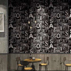 Retro Nostalgic English Letters Wallpaper Clothing Store Wall Decor Bar Restaurant Waterproof PVC 3D Embossed Wall Paper Roll