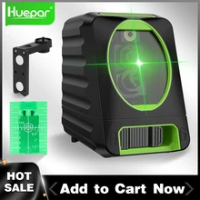 Huepar 150ft/45m linea trasversale livello Laser 2 linee autolivellanti travi verdi verticali e orizzontali per uso esterno BOX-1G