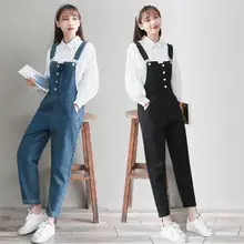 Джинсовые комбинезоны с большими карманами, Женские Мешковатые Комбинезоны на лямках, ковбойские штаны размера плюс, повседневные джинсовые комбинезоны, прямые черные джинсовые комбинезоны