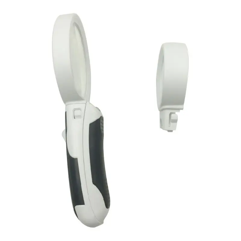 New 5 Times and 10 Times Handheld LED Light Double Lens 2 Pcs Glass High Magnification Replaceable Lens Reading Magnifier