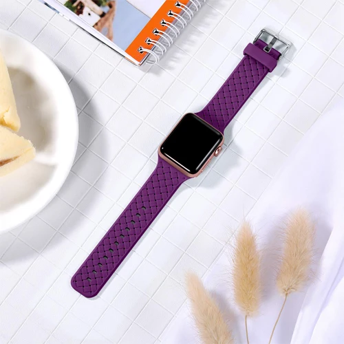 Силиконовый ремешок для apple watch 5 ремешок 44 мм 40 мм iwatch ремешок 42 мм 38 мм тканый узор ремешок для часов apple watch браслет 4 3 2 1 - Цвет ремешка: B-10