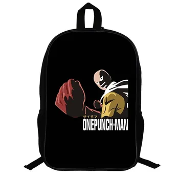 

14.5 Inch ONE PUNCH-MAN School Bags for Teenagers Backpack Hip Hop Boys Girls Backpack Laptop Travel Backpack Rucksack Black