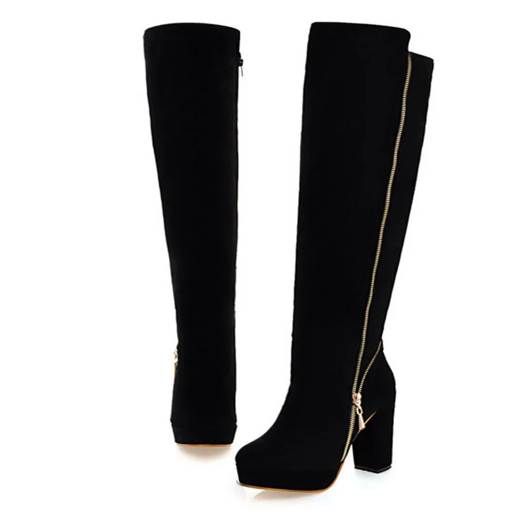 Side Zipper Winter Boots Women Fashion Round-Head Thick High-Grade Wear-Resistant Anti-Slip Over-Knee Boots zapatos de mujer