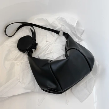

Burminsa Korean Style Patchwork Hobo Shoulder Bags Women Large Capacity Shopper Bags Soft PU Leather Crossbody Bags Coin Purses