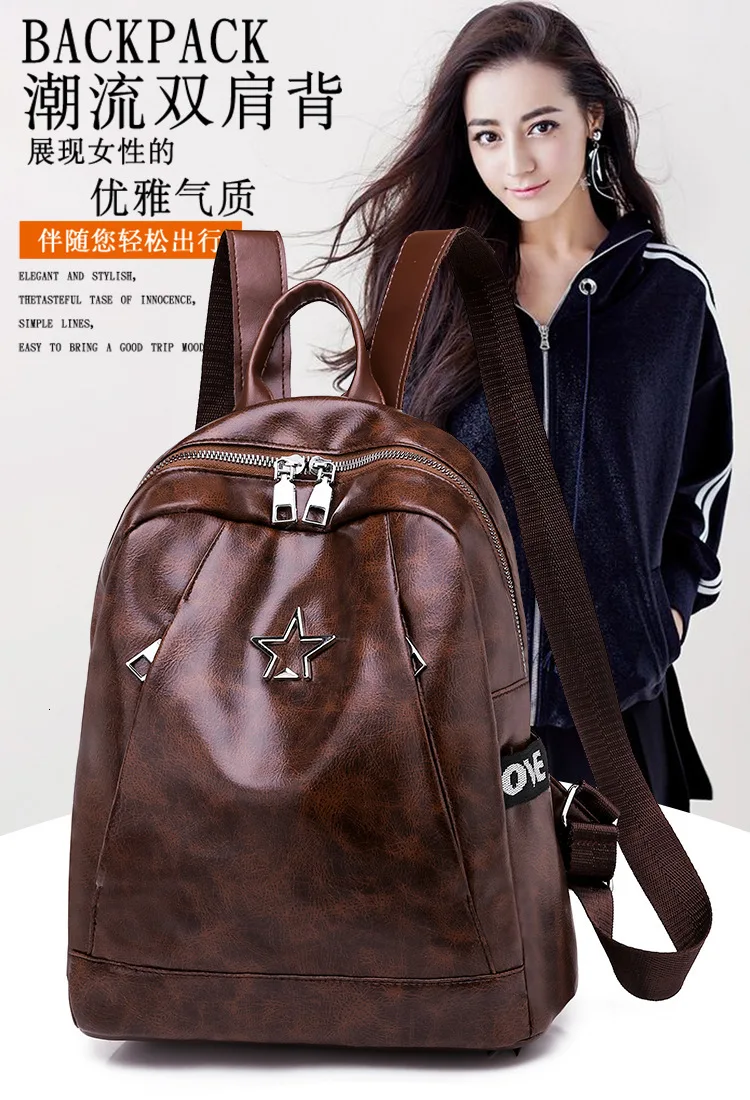 Vintage School Bags For Teenagers Teenage Girls Mochila Feminina Backpacks Leather Women Backpack Girl Schoolbag Bagpack