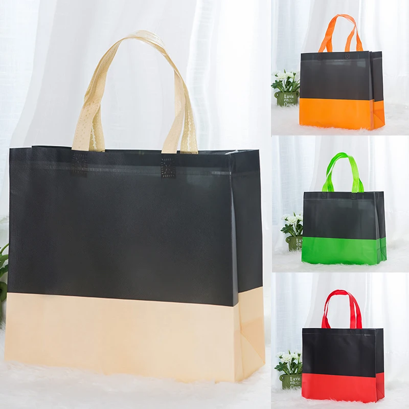 

2019 New Reusable Shopping Bag Large Folding Tote Grocery Bag Double Color Non-Woven Convenient Storage Handbag Eco Friendly Bag