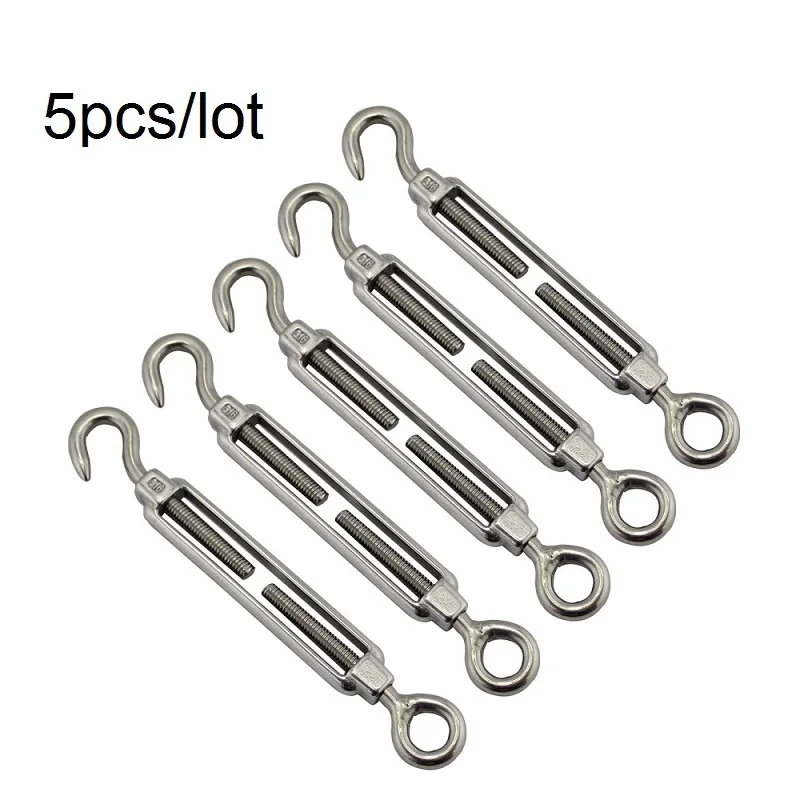 5Pcs Moligh doll M4 Stainless Steel 304 Eye & Eye Turnbuckle Wire Rope Tension 