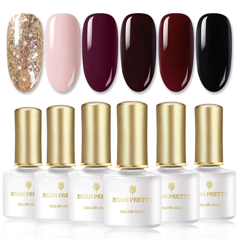 6Pcs Gel Set7 Набор для маникюра BORN PRETTY, УФ-светодиодный светильник, Сушилка для ногтей, пилочка для ногтей, буфер с цветным замачиванием, гель для маникюра - Цвет: 6Pcs Gel Set7