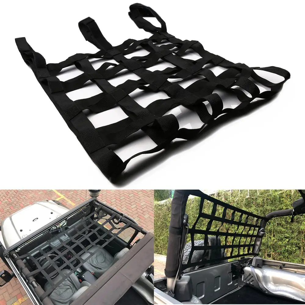Для Jeep Wrangler TJ JK сверхмощный грузовой сетчатый чехол автомобильный верхний гамак для хранения кровати отдыха сети 1997- черная сетка