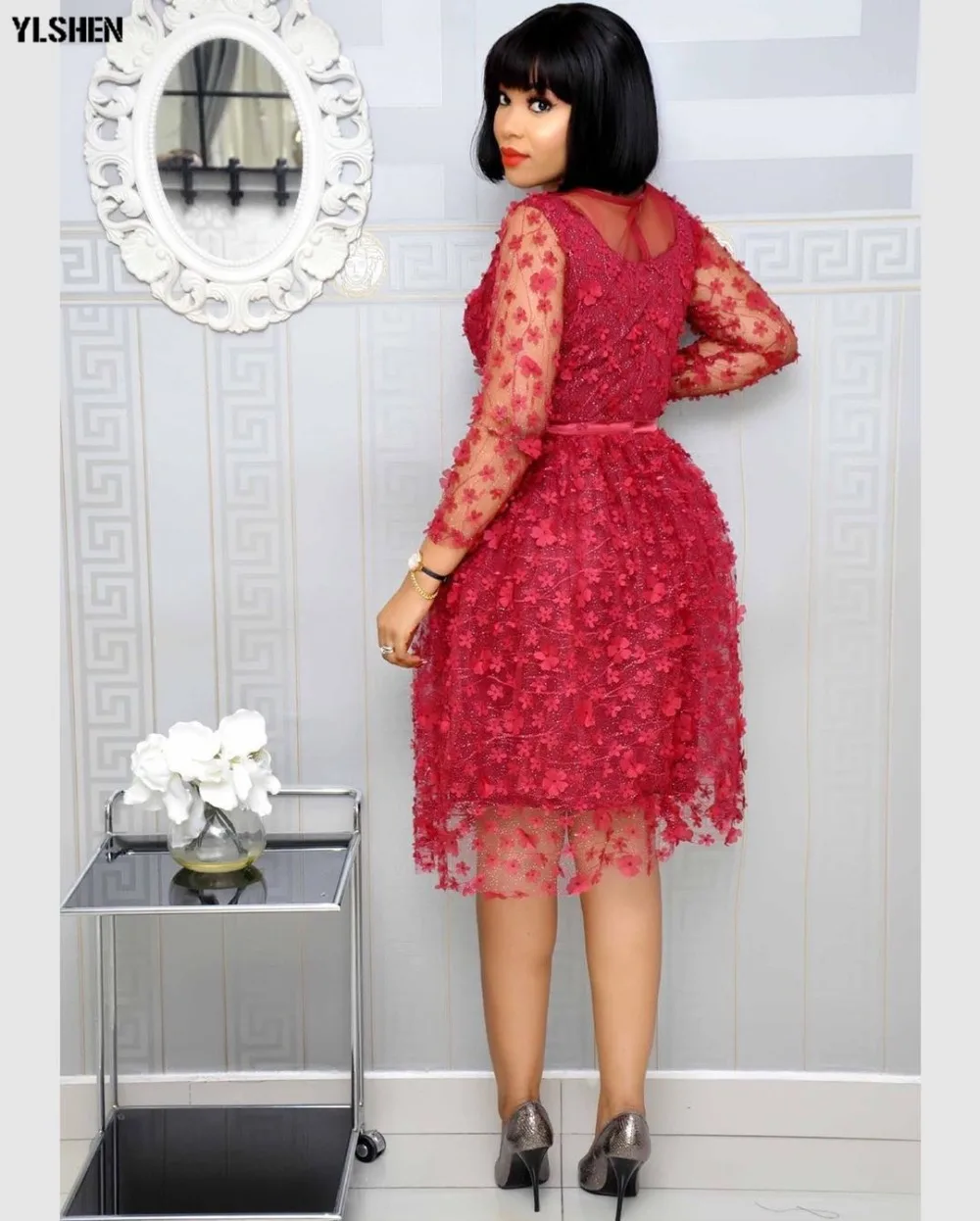 African Dresses for Women Dashiki 2019 New African Dress Africa Clothes Bazin Sexy Embroidered Glitter Robe Africain Grown 04