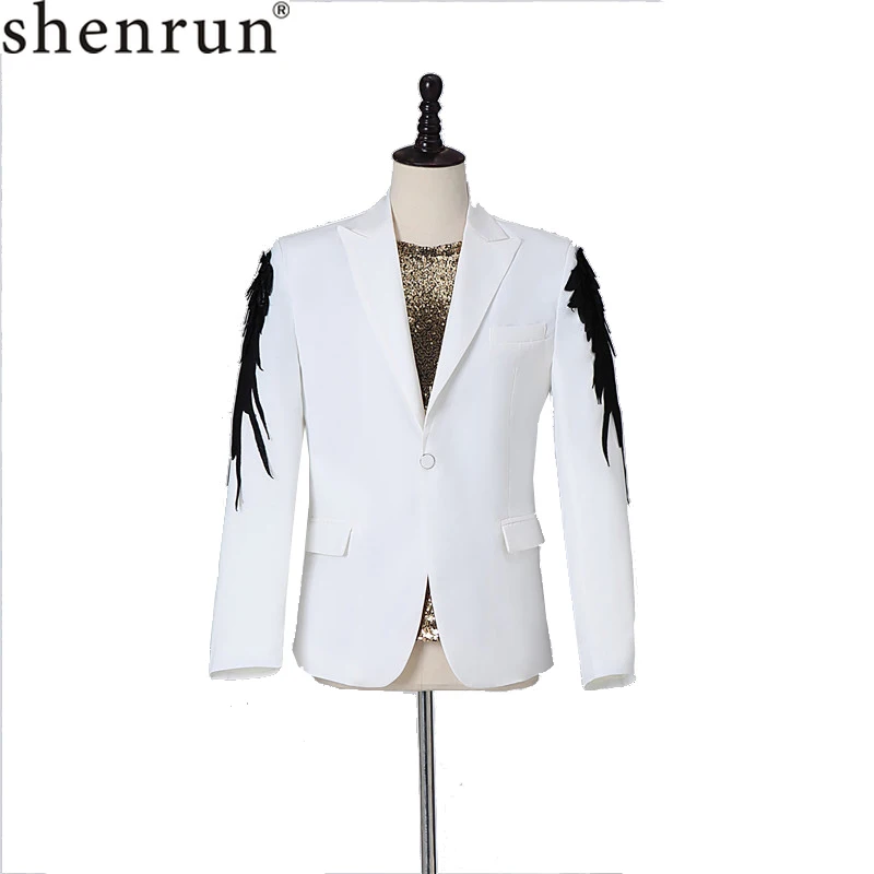 Shenrun Мужской Блейзер модный костюм куртка Slim Fit Формальные повседневные блейзеры банкет Вечеринка выпускной бал куртки певец и ведущий сценический костюм