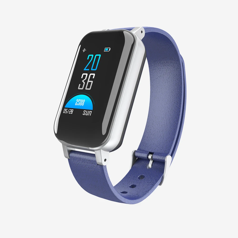 Умные часы LEMFO T89, Bluetooth 5,0, браслет для наушников, напоминание о звонках, пульсометр, измеритель артериального давления, умные часы для мужчин и женщин - Цвет: Синий