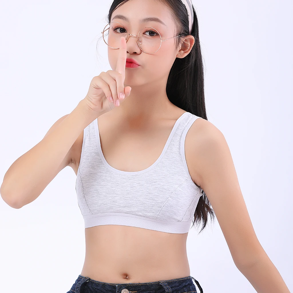 Teen Solid underwear 12 year old  Lovely Girl Training Bra Underwear Vest Top Wireless Cotton Bralette Racerback белье женское
