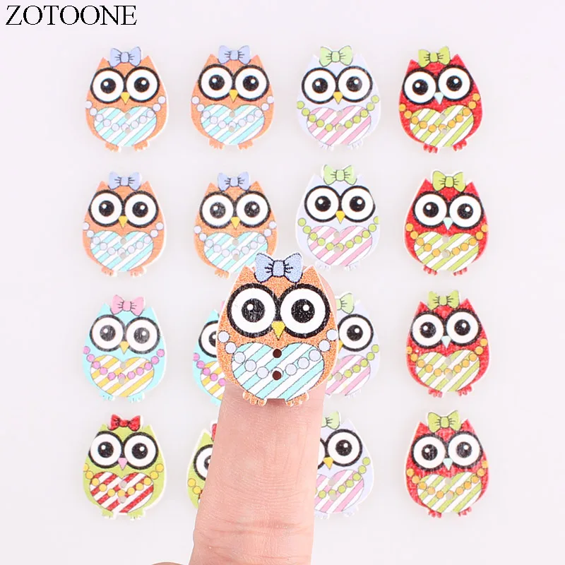 

ZOTOONE Handmade Wooden Cute Animal Owl Buttons 50PCS Noel Accessories Scrapbooking for Clothing DIY Craft Decoration Button E