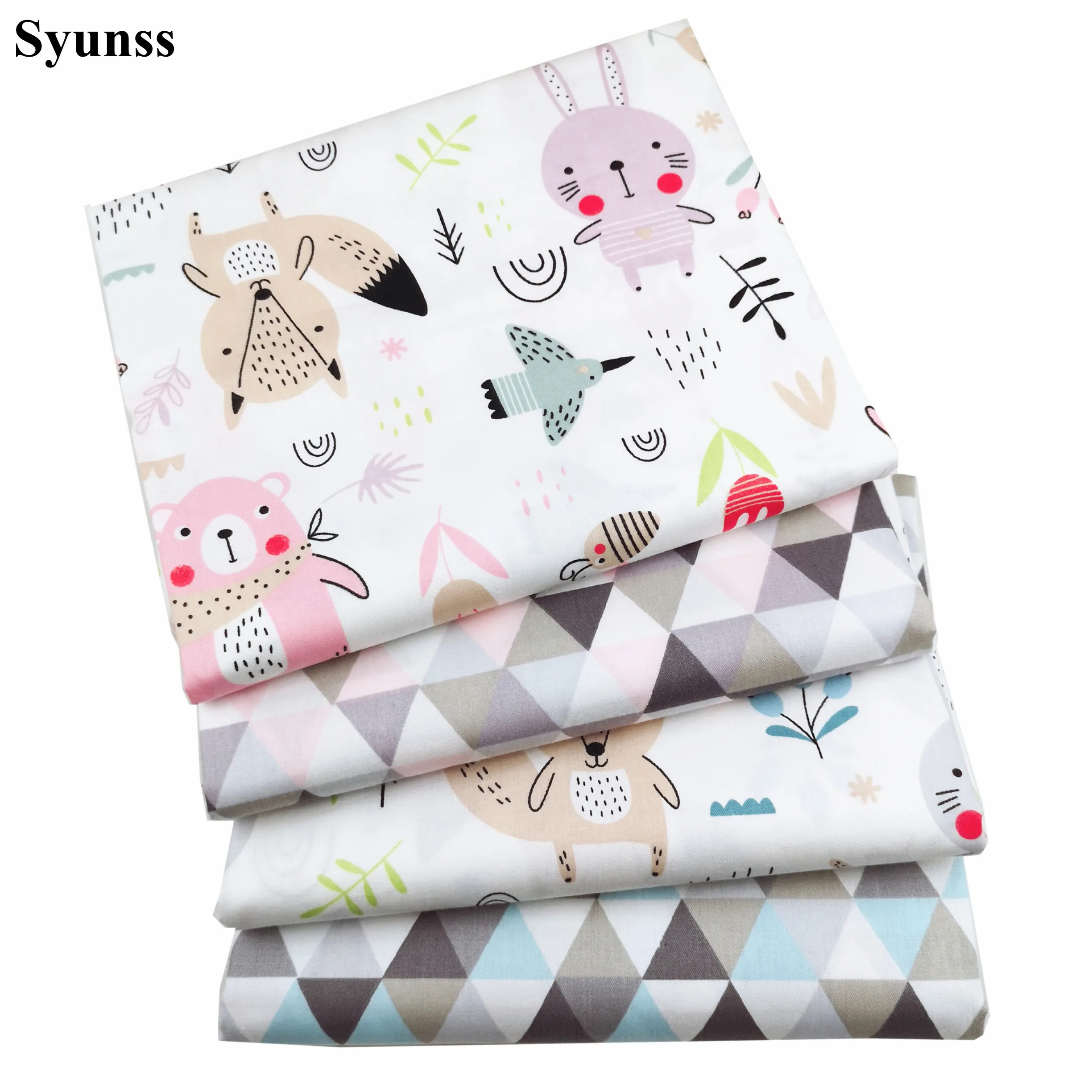 Syunss розовый синий мультфильм геометрический принт хлопок ткань для Diy лоскутное шитье шпаргалки тканевые подушки одеяло шитье Tissus