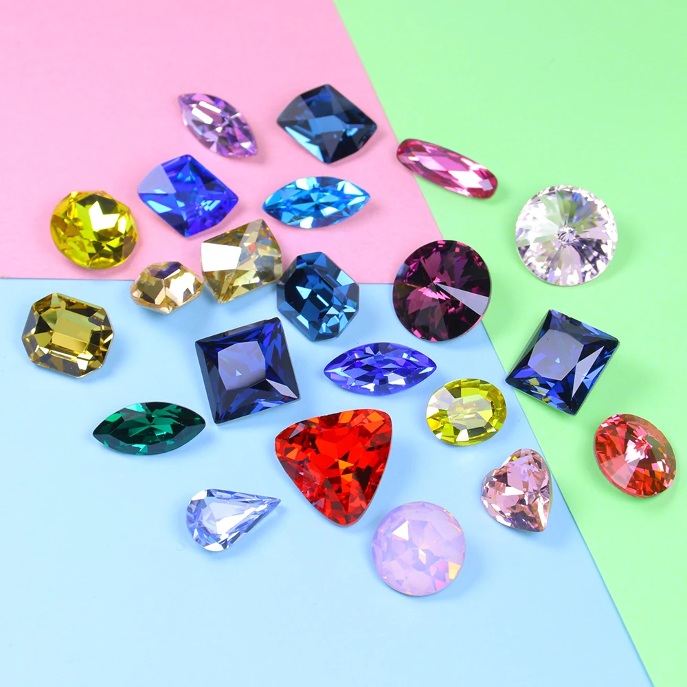 Разноцветные стразы разных цветов 20 шт. для одежды кристаллы и камни круглые