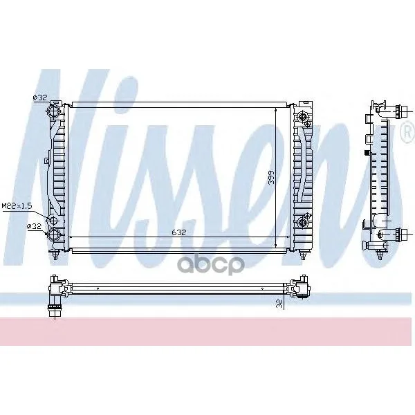 Радиатор Audi A4 1.6-2.3/1.9td A/T 95- Nissens 60499 Nissens арт. 60499