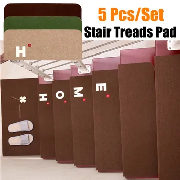 

New 5PCS/Set Non-Slip Staircase Pads Step Mats Stair Carpet Treads Anti-Scratch Wipe Staircase Area Rugs Home Textile 3 Colors