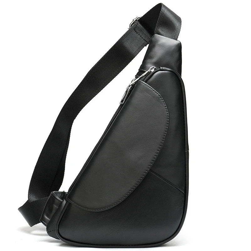 

Cow Leather Messenger Shoulder Bags Travel Genuine Leather Chest Bag Strap Sling Casual Chest Pack Crossbody Bags For Men New