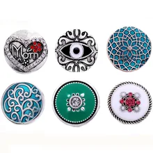 20 шт. Новинка, ювелирные изделия, розовое золото, сердце, стразы, цветок, дерево жизни, 18 мм, металлические кнопки, подходит для браслета с защелкой, браслет