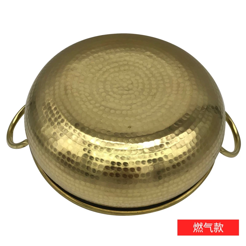 Chinese old Beijing induction cooker chafing dish pure copper hot soup pot handmade mandarin duck brass shabu-shabu chafingdish