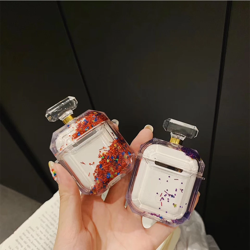 Роскошный блестящий Жидкий чехол для наушников Apple Airpods, прозрачный кристалл, зыбучий песок, Bluetooth, чехол для наушников с ремешком