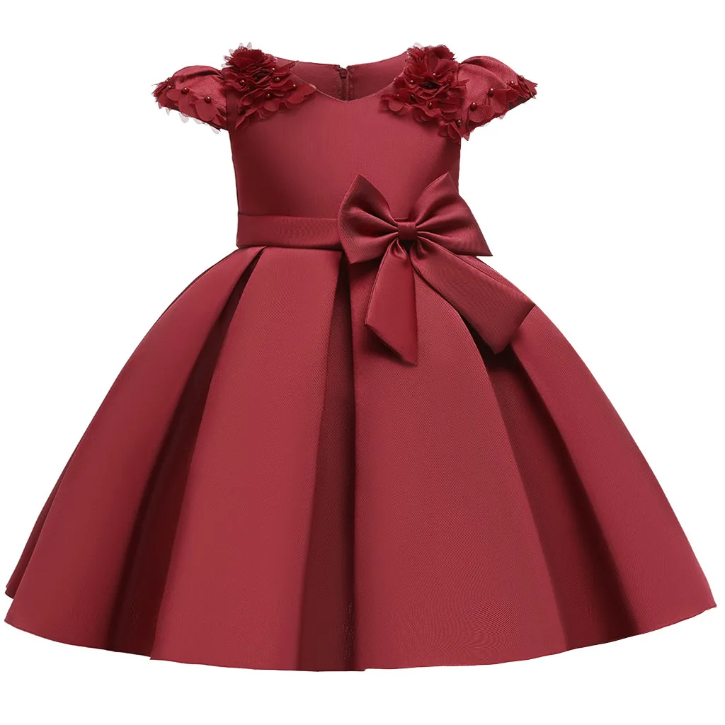 Kids Girls Floral Princess Bridesmaid Pageant Gown Birthday Party Wedding Dress Casual Short Sleeve For | Детская одежда и обувь