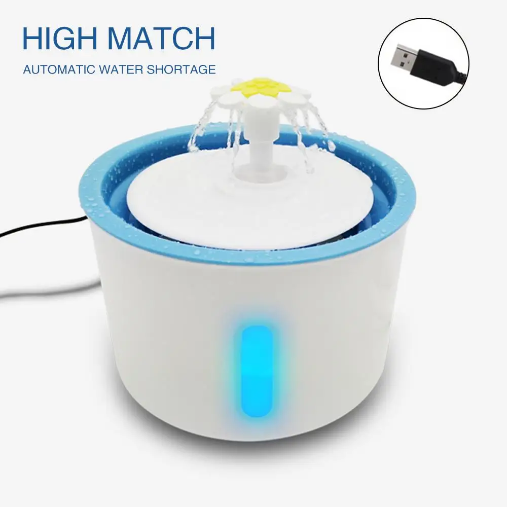 With LED Очиститель воды для кошек, диспенсер для воды для собак, фонтаны для питья домашних животных, креативный Saft, гигиенический светодиодный светильник, Пластиковая usb зарядка, миска для котенка - Цвет: With LED