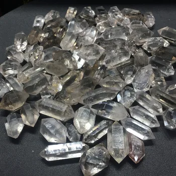 

New Natural White Crystal Flash Diamond Double Pointed Raw Stone Particles