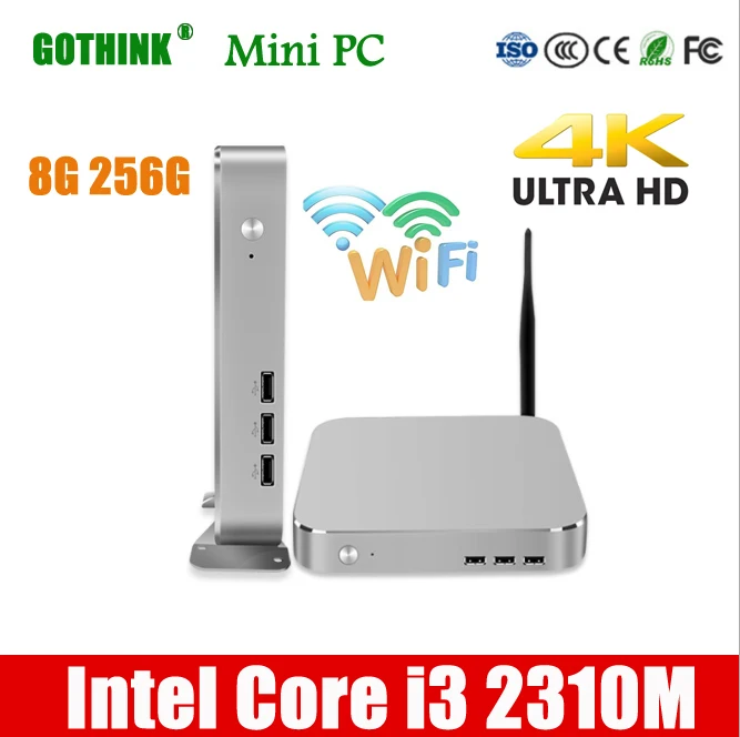 GOTHINK мини-ПК с wifi 8G 256G Intel Core i3 2310M двухъядерный четырехпоточный 2,1 Ghz Поддержка XP WIN7/8/10 LINUX карманный ПК